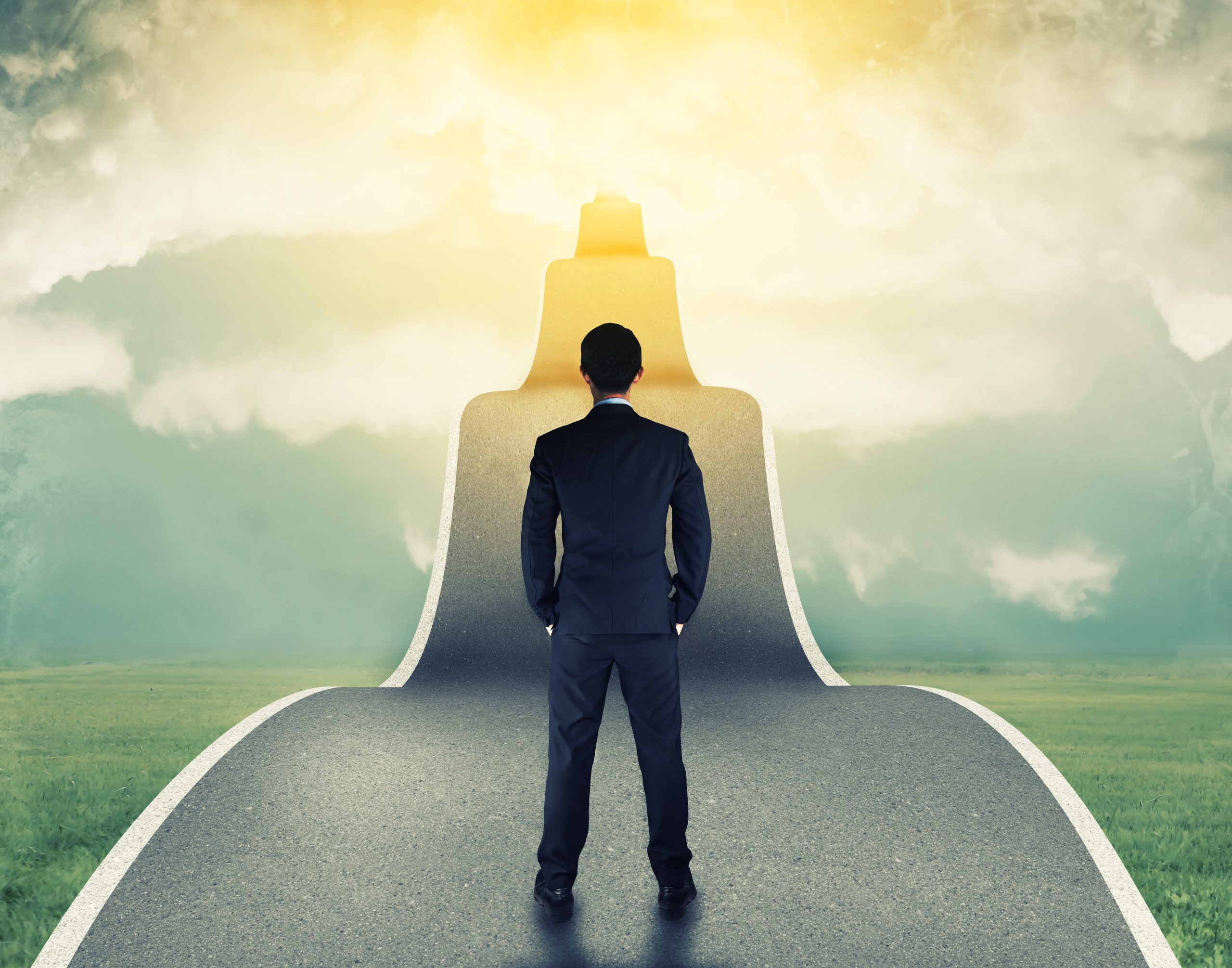 businessman on the road to success in business